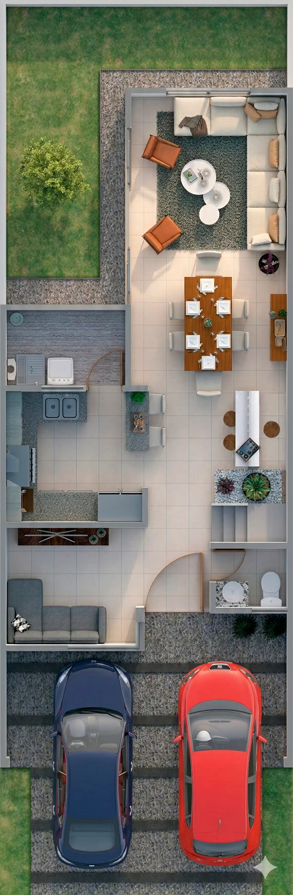 Plano arquitectónico de Planta Baja del modelo Cádiz con 3 hab.