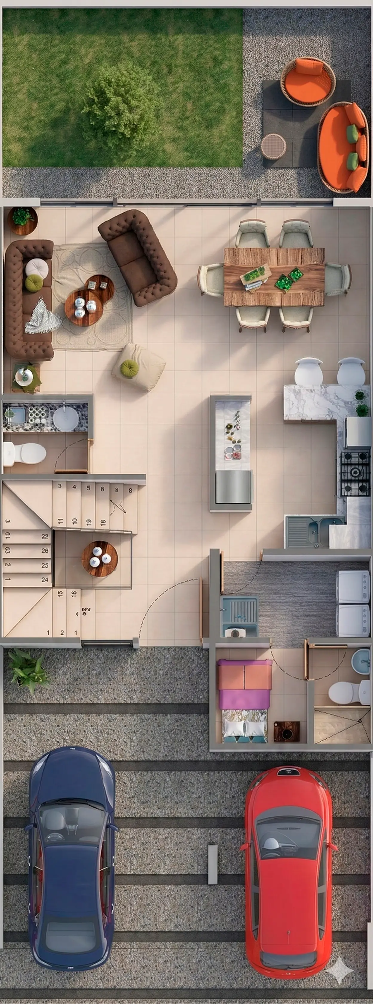 Plano arquitectónico de Planta Baja del modelo Niza con 4 hab.