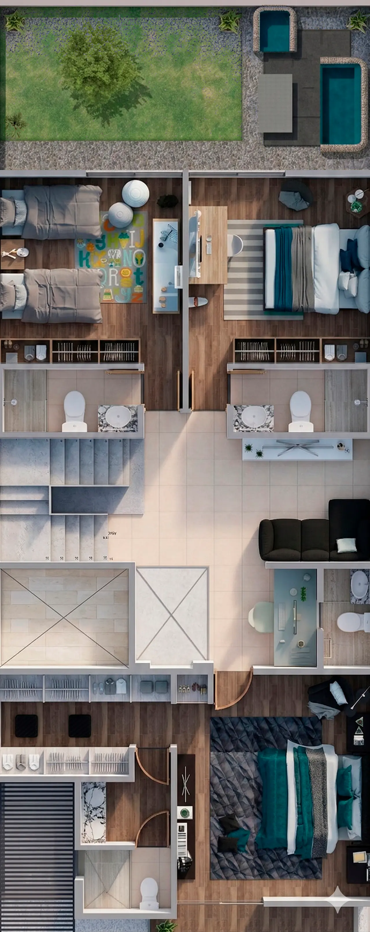 Plano arquitectónico de Planta Alta del modelo Verona en San Luis Potosí