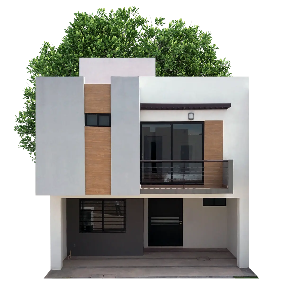 Fachada de casa Modelo Viena en Privada Azul, residencial exclusivo frente a Zona Industrial San Luis Potosí