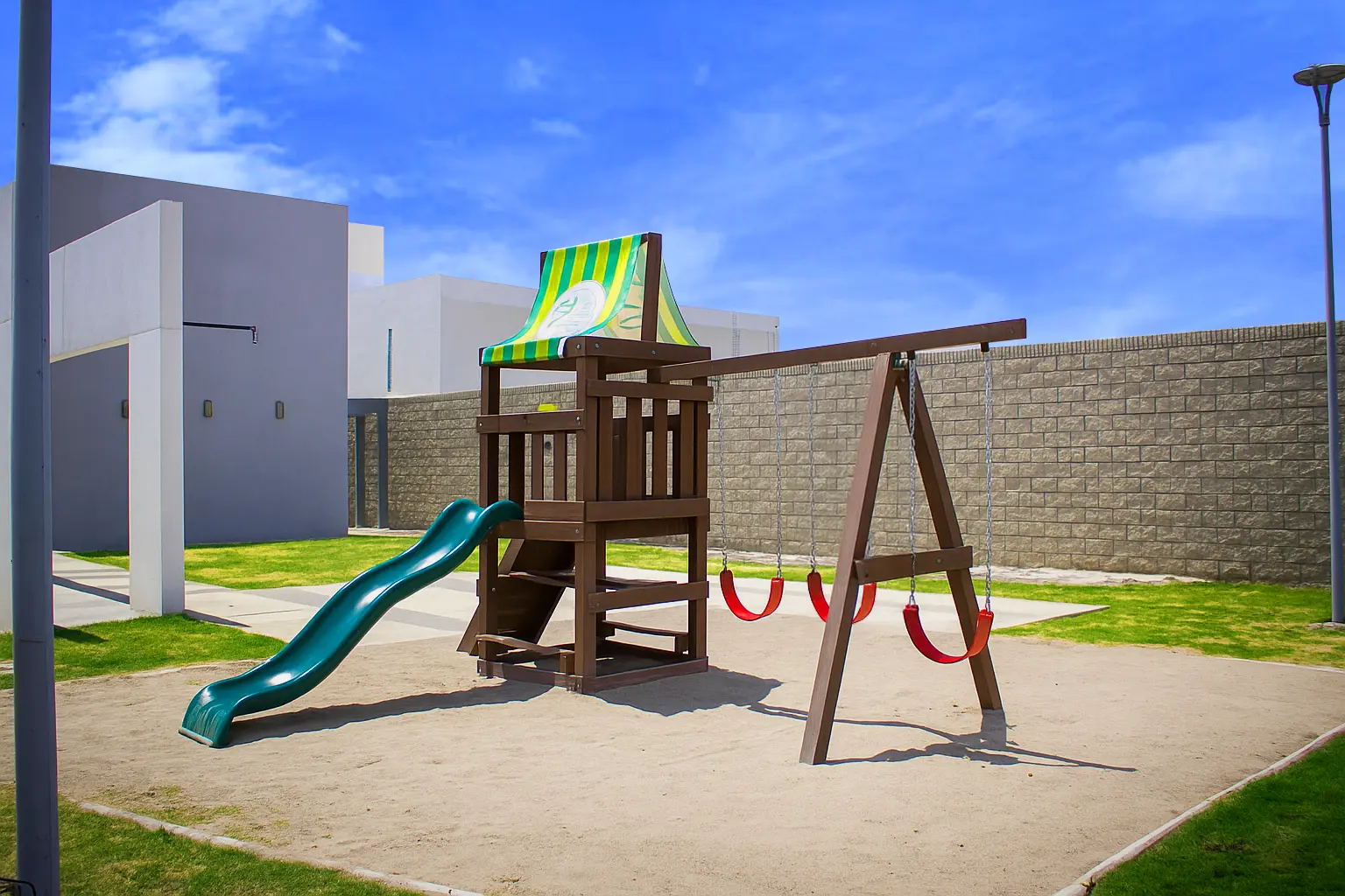 Juegos infantiles y áreas verdes seguras en Privada Azul